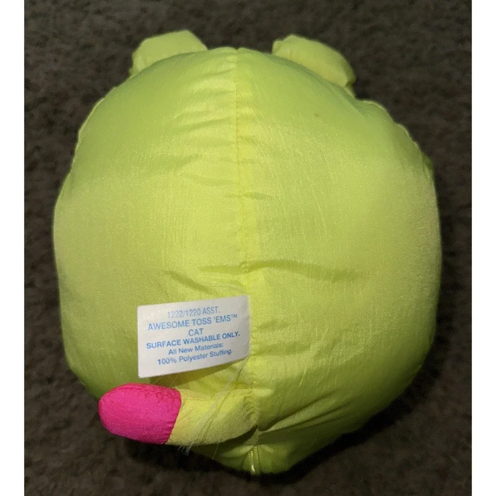 Playskool Cat Plush SOUND MEOWS Neon Parachute Fabric Vintage Stuffed Animal Toy